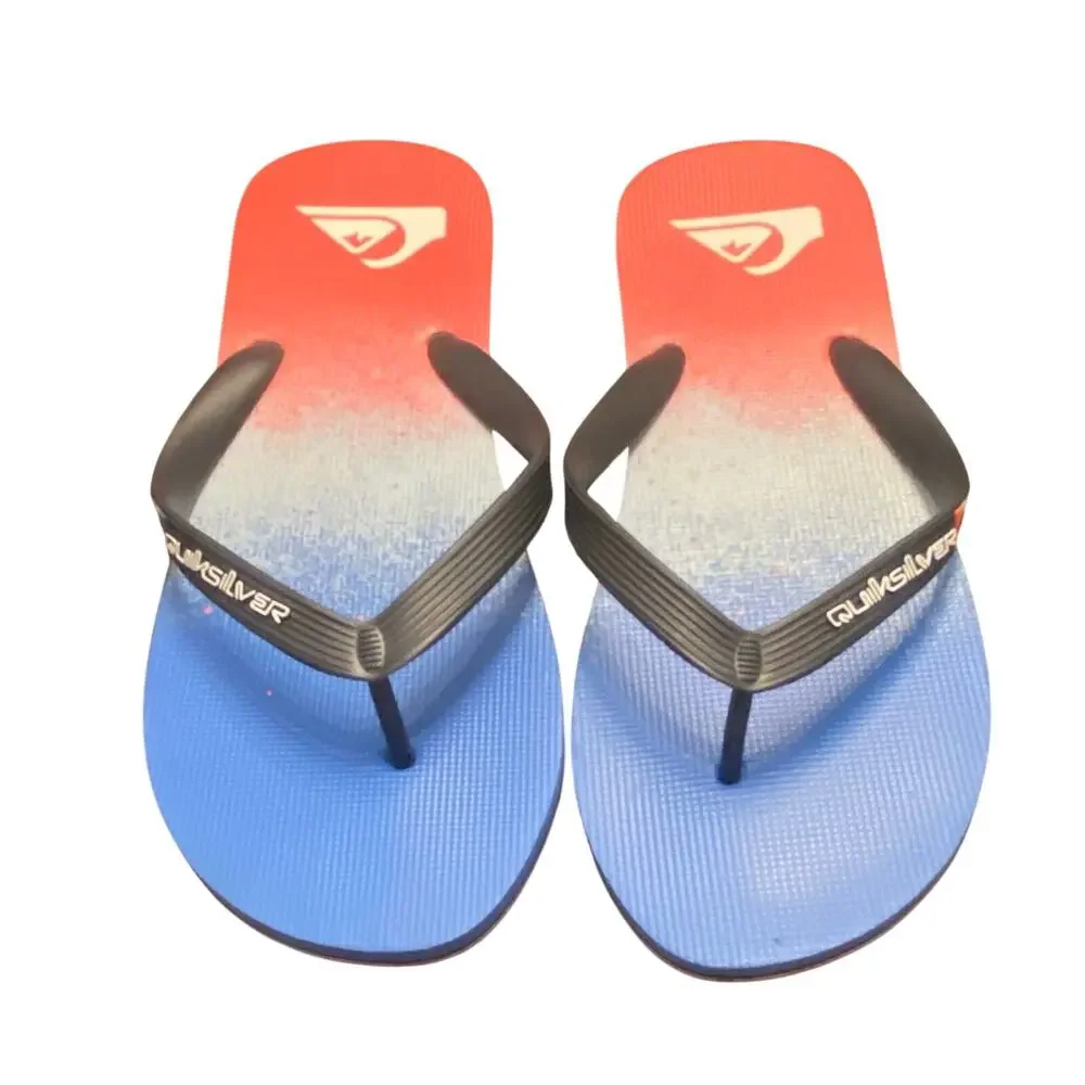 Quiksilver Red White Blue Gradient Flip Flops Sandals Men’s 12/13 Beach Surf